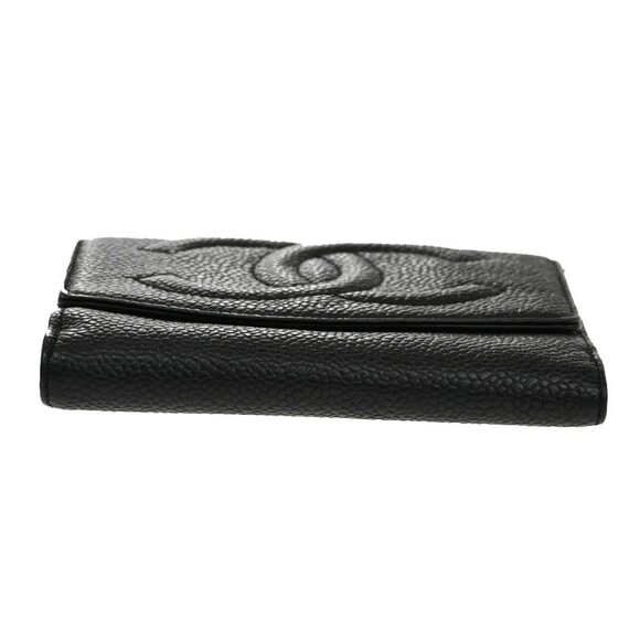 CHANEL CC Logo Compact Wallet Grained Calfskin Leather Black Vintage - Picture 8 of 16